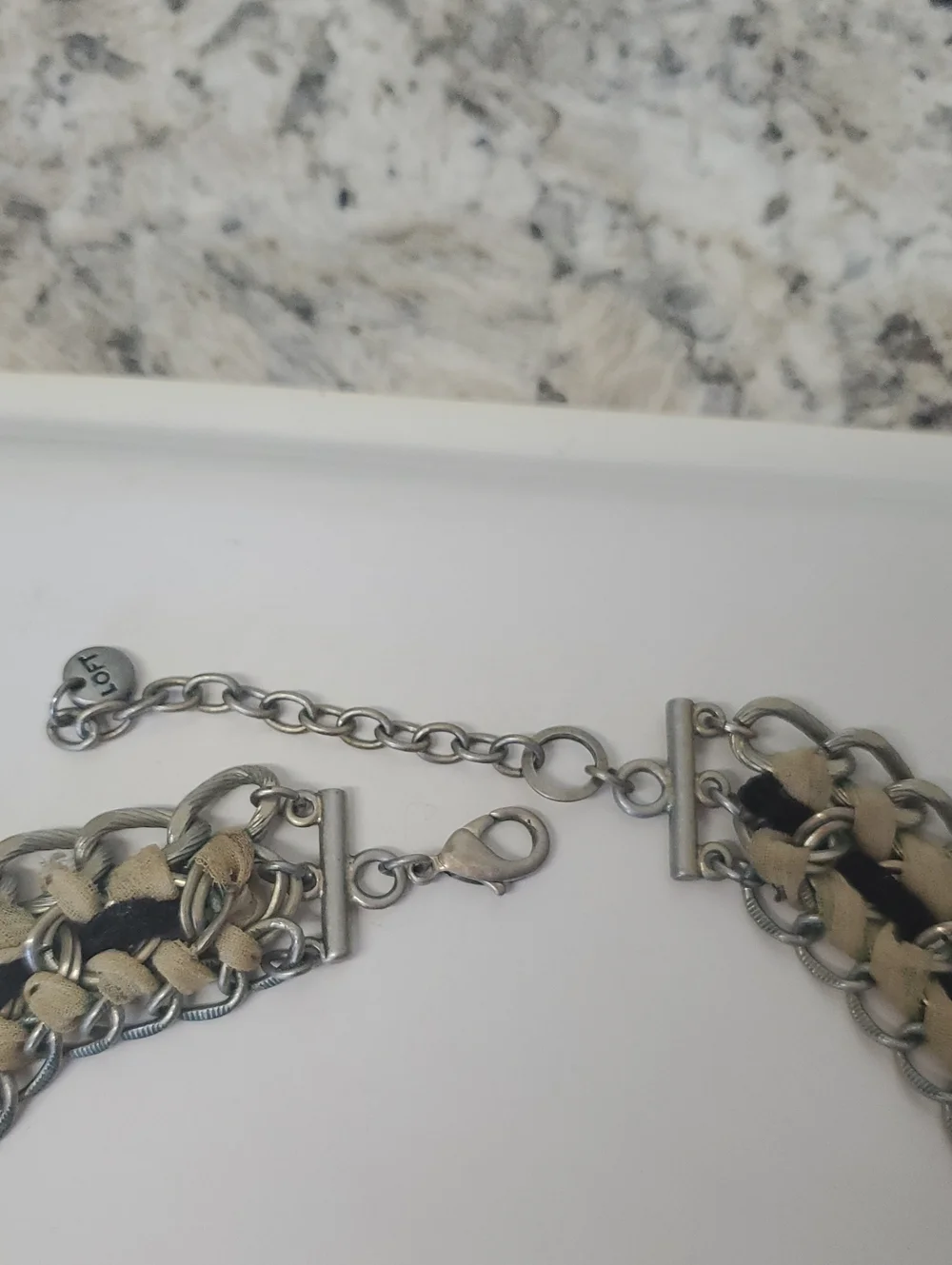 Statement Silver-Tone and Ivory Bib Necklace with Faceted Drops